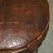 Antique Hand-Carved Footstool in Brown Leather, 1850, Image 12