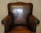 Art Deco Hand Dyed Cigar Brown Leather Club Armchairs, Set of 2 4