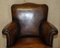 Art Deco Hand Dyed Cigar Brown Leather Club Armchairs, Set of 2, Image 4