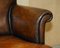 Art Deco Hand Dyed Cigar Brown Leather Club Armchairs, Set of 2 8