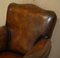 Art Deco Hand Dyed Cigar Brown Leather Club Armchairs, Set of 2 5