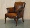 Art Deco Hand Dyed Cigar Brown Leather Club Armchairs, Set of 2 2