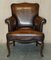 Art Deco Hand Dyed Cigar Brown Leather Club Armchairs, Set of 2 19