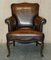 Art Deco Hand Dyed Cigar Brown Leather Club Armchairs, Set of 2, Image 19