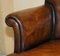 Art Deco Hand Dyed Cigar Brown Leather Club Armchairs, Set of 2 7