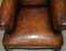 Art Deco Hand Dyed Cigar Brown Leather Club Armchairs, Set of 2, Image 14