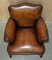 Art Deco Hand Dyed Cigar Brown Leather Club Armchairs, Set of 2 20