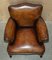Art Deco Hand Dyed Cigar Brown Leather Club Armchairs, Set of 2, Image 20