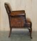 Art Deco Hand Dyed Cigar Brown Leather Club Armchairs, Set of 2 15