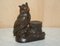 Antique Black Forest Wooden Carved Owl Matchstick Holders and Ashtray, Set of 9, Image 4