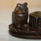 Antique Black Forest Wooden Carved Owl Matchstick Holders and Ashtray, Set of 9, Image 9