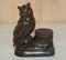 Antique Black Forest Wooden Carved Owl Matchstick Holders and Ashtray, Set of 9, Image 5