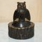 Antique Black Forest Wooden Carved Owl Matchstick Holders and Ashtray, Set of 9, Image 2