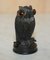 Antique Black Forest Wooden Carved Owl Matchstick Holders and Ashtray, Set of 9, Image 11