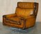 Whisky Brown Leather Swivel Armchair & Ottoman, 1970s, Set of 2, Image 3