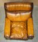 Whisky Brown Leather Swivel Armchair & Ottoman, 1970s, Set of 2 6