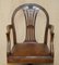 Antique George Hepplewhite Wheatgrass Captains Chair in Brown Leather, 1880 3