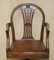 Antique George Hepplewhite Wheatgrass Captains Chair in Brown Leather, 1880, Image 3