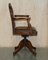 Antique George Hepplewhite Wheatgrass Captains Chair in Brown Leather, 1880 16
