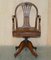 Antique George Hepplewhite Wheatgrass Captains Chair in Brown Leather, 1880 2