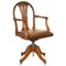 Antique George Hepplewhite Wheatgrass Captains Chair in Brown Leather, 1880, Image 1