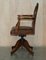 Antiker George Hepple White Wheatgrass Captains Chair aus Braunem Leder, 1880 18