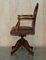 Antique George Hepplewhite Wheatgrass Captains Chair in Brown Leather, 1880, Image 18