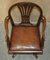 Antique George Hepplewhite Wheatgrass Captains Chair in Brown Leather, 1880 14