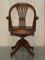 Antiker George Hepple White Wheatgrass Captains Chair aus Braunem Leder, 1880 17