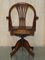 Antique George Hepplewhite Wheatgrass Captains Chair in Brown Leather, 1880 17