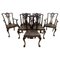 Chippendale Style Dining Chairs with Leather Seats, Set of 6, Image 1