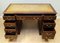 Hardwood Desk with Light Brown Leather Desk Top and Gold Leaf Tooling 6