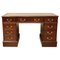 Hardwood Desk with Light Brown Leather Desk Top and Gold Leaf Tooling 1