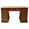 Hardwood Desk with Light Brown Leather Desk Top and Gold Leaf Tooling, Image 1
