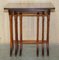 Vintage Burr Yew Wood Faux Bamboo Chippendale Nesting Tables, Set of 3 3