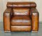 Cigar Brown Leather Armchair with Electric Raising Headrest from Natuzzi Roma 2