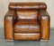 Cigar Brown Leather Armchair with Electric Raising Headrest from Natuzzi Roma, Image 2