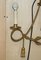 Lámpara de pared vintage dorada de cuerda con tres brazos y borlas con soportes para velas, años 60, Imagen 11