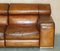 Hand Dyed Cigar Brown Leather Sofa with Raising Headrest from Natuzzi Roma 10