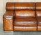 Hand Dyed Cigar Brown Leather Sofa with Raising Headrest from Natuzzi Roma, Image 4