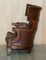 Antique William IV Brown Leather Wingback Armchair, 1830 17