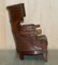 Antique William IV Brown Leather Wingback Armchair, 1830, Image 15