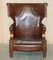Antique William IV Brown Leather Wingback Armchair, 1830, Image 2