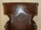 Antique William IV Brown Leather Wingback Armchair, 1830 3