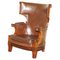 Antique William IV Brown Leather Wingback Armchair, 1830, Image 1