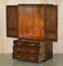 Vintage Hardwood & Brass Military Campaign Wardrobes with Drawers, Set of 2 12