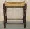 Vintage Dutch Bench Stool with Rope Woven Rush Style Seat, 1940s 14