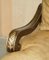 Großer italienischer Vintage Thron Sessel & Fußhocker aus braunem Leder & vergoldetem Holz, 2er Set 7