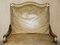 Large Vintage Italian Brown Leather & Giltwood Throne Armchair & Footstool, Set of 2 4