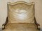 Large Vintage Italian Brown Leather & Giltwood Throne Armchair & Footstool, Set of 2, Image 4